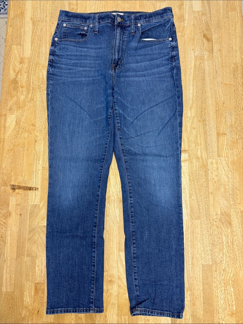 Madewell The High-Rise Slim Boyjean Jeans Medium Dark Wash Denim Pants 30